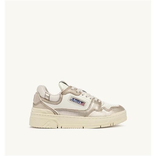 autry sneakers clc low in pelle e suede platino
