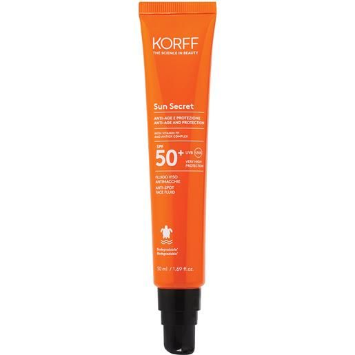 KORFF Srl korff sun secret fluido viso antimacchie spf 50+ protezione solare molto alta 50ml
