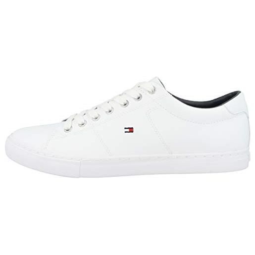 Tommy Hilfiger sneakers con suola preformata uomo essential leather scarpe, bianco (white), 42 eu