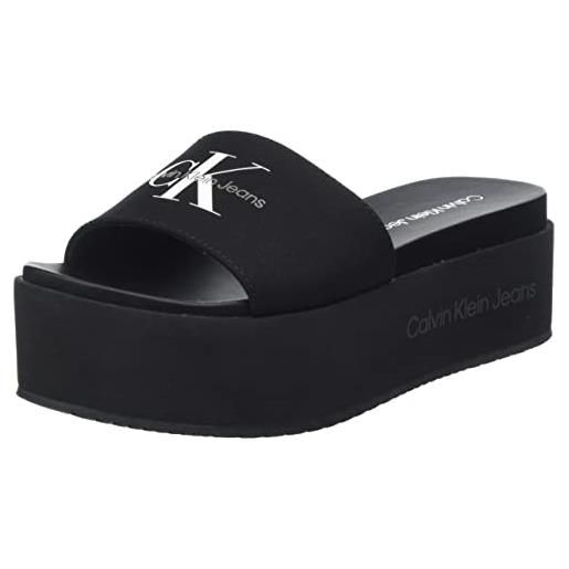 Calvin Klein Jeans donna sandali flatform zeppa, nero (black), 39