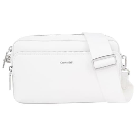 Calvin Klein borsa a tracolla donna camera bag piccola, bianco (bright white), taglia unica