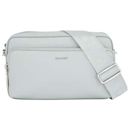 Calvin Klein borsa a tracolla donna camera bag piccola, bianco (bright white), taglia unica