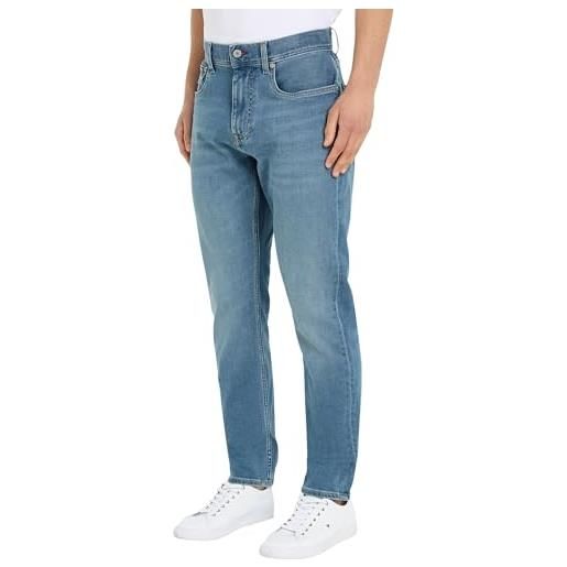 Tommy Hilfiger tapered houston pstr mw0mw33971 pantaloni di jeans, denim (ahota blue), 33w / 30l uomo