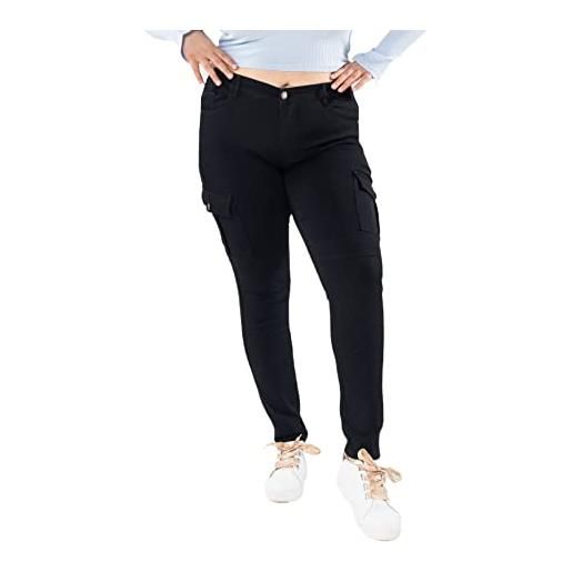Nina Carter jeans cargo da donna, taglie forti, jeans elasticizzati, taglie forti, look vintage, nero (p199-1), xxxxl