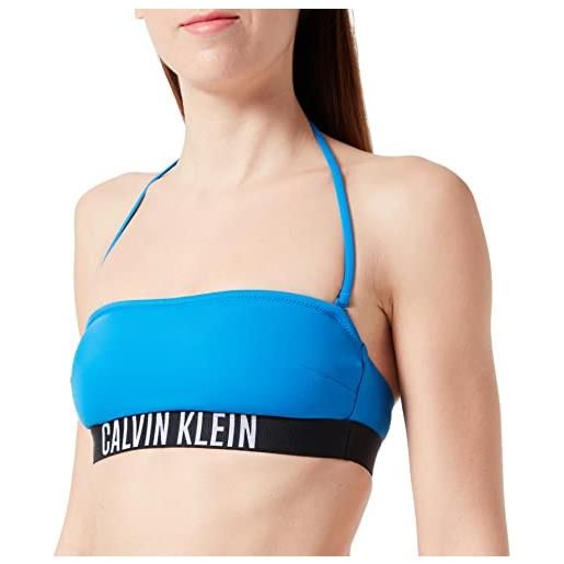 Calvin Klein top bikini a fascia donna imbottito, blu (dynamic blue), xl