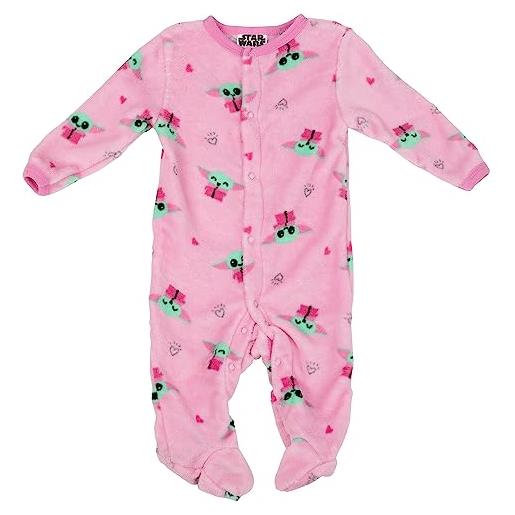 Star Wars baby girls baby yoda pajamas one piece - baby footie pajamas - baby girl sleepers (pink/green, 6-9 months)