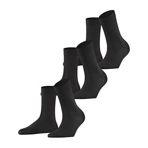 Falke cotton touch 3-pack sottili tinta unita confezione di 3 paia, calzini donna, nero (black 3009), 35-38