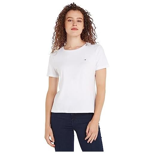 Tommy Jeans tjw soft jersey tee, s/s knit tops donna, bianco (white), xxs