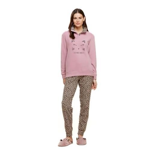 Noidinotte; more than pyjamas noidinotte - pigiama donna micropile ghepardo - s rosa