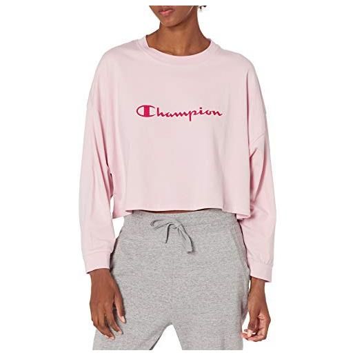 Champion women's cropped sleep set, hush pink/deep raspberry, extra large