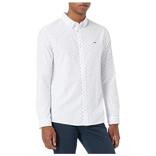 Tommy Hilfiger tommy jeans tjm essential dobby shirt dm0dm15111 camicie eleganti, bianco (white), s uomo