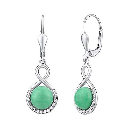 SILVEGO orecchini da donna in argento 925 con vera giada verde, jst14710ja