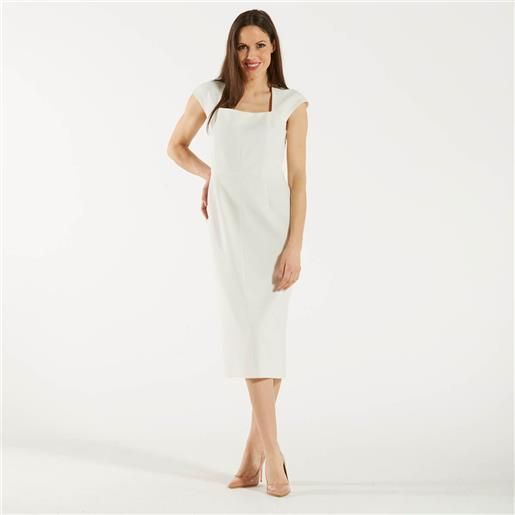 MAXMARA max mara studio abito bianco smanicato in cady