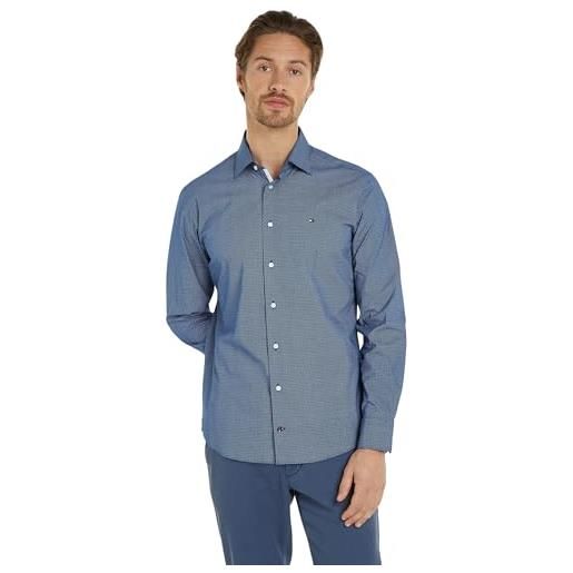 Tommy Hilfiger cl stretch micro print rf shirt mw0mw35312 camicie eleganti, blu (anchor blue/optic white), 43w uomo