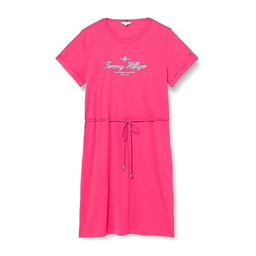 Tommy Hilfiger crv 1985 reg c-nk short dress ss, donna, bright cerise pink, 46