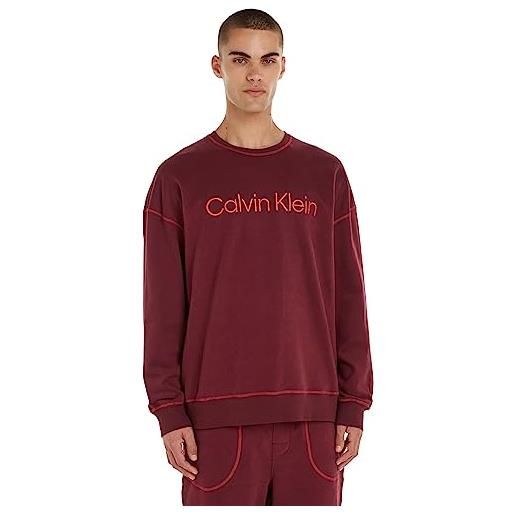 Calvin Klein felpa uomo l/s cotone, rosso (tawny port), m