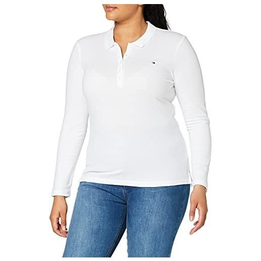 Tommy Hilfiger maglietta polo maniche corte donna heritage elasticizzata, bianco (classic white), xl