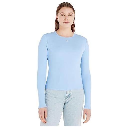 Tommy Jeans maglietta maniche lunghe donna essential basic, blu (chambray blue), xl