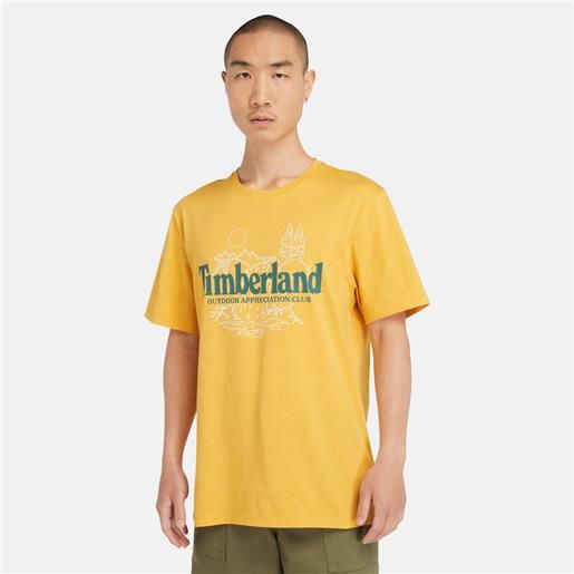 Timberland t-shirt con logo a tema natura da uomo in giallo giallo