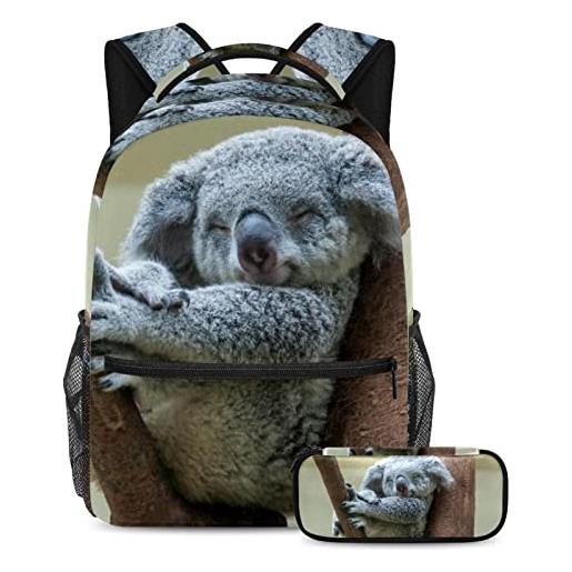 VAPOKF koala animale set di borse da scuola per adolescenti, ragazze, ragazzi, bambini, studenti, libri, zaino, zaino con astuccio, per scuola primaria e secondaria