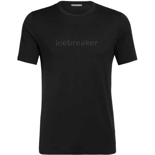 Icebreaker logo crew wordmark merino short sleeve t-shirt nero s uomo