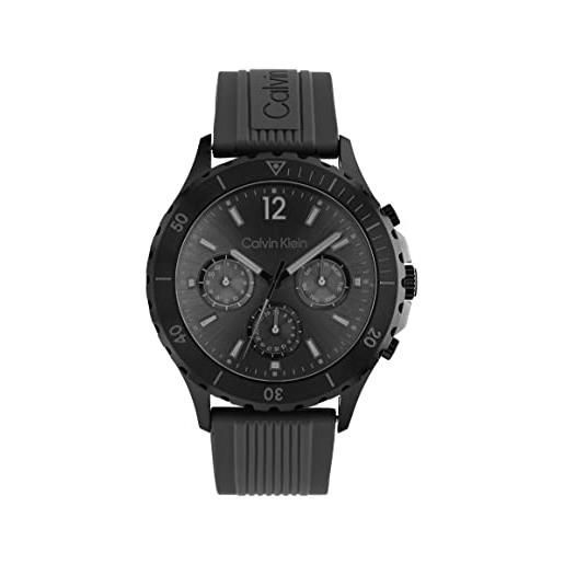 Calvin Klein orologio analogico multifunzione al quarzo da uomo con cinturino in silicone nero - 25200118