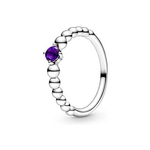 PANDORA anello in argento sterling con cristallo viola