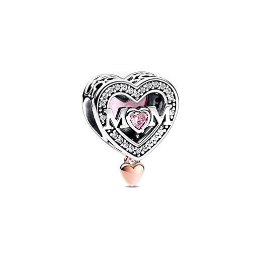 RMMY openwork mom & heart ciondolo con in argento sterling 925 charm bead con pendente con compatibile con europei bracciale collane da donna