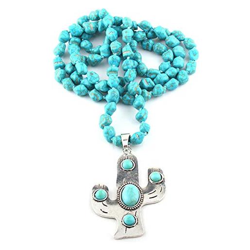 guodong gioielli di moda collana con ciondolo in corno di cristallo annodato con pietra irregolare blu collana da donna per yoga