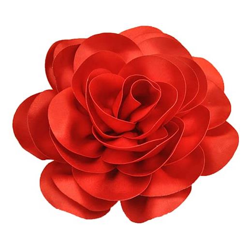 CHENGXINWENHUA spilla a forma di fiore grande da 20,3 cm in tessuto floreale con rose per donne e uomini, spilla oversize per matrimoni, feste, abiti e sciarpe (rosso)