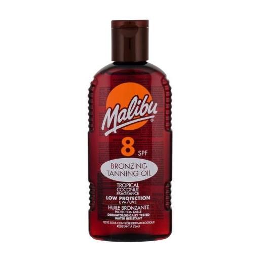 Malibu bronzing tanning oil spf8 olio abbronzante waterproof al profumo di cocco 200 ml