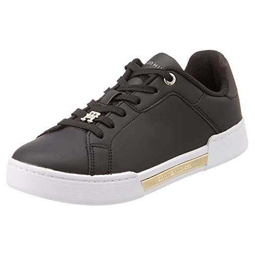Tommy Hilfiger sneakers con suola preformata donna court golden th scarpe, nero (black), 36 eu