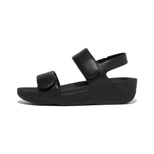Fitflop lulu adjustable leather back-strap sandals, sandali donna, tutto nero, 38.5 eu
