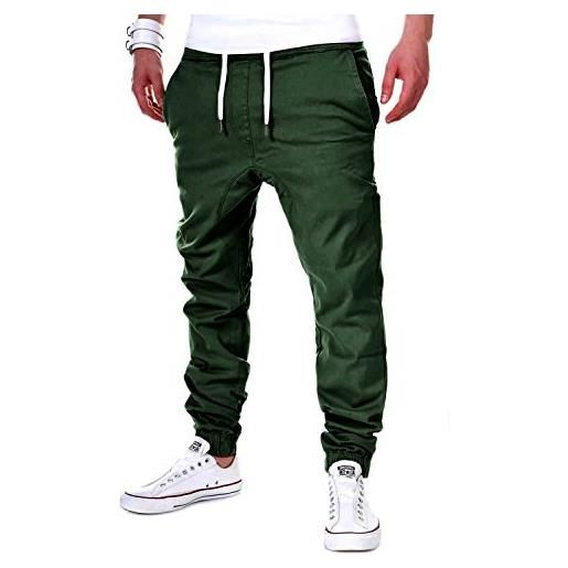 behype. pantaloni chino da uomo elasticizzati, low crotch basic, in jeans, 80-0006 cachi l