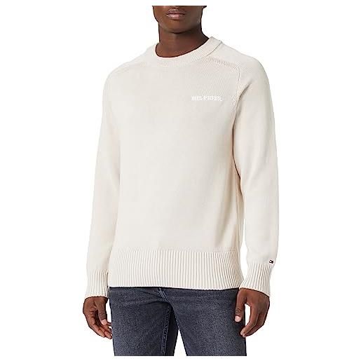 Tommy Hilfiger pullover uomo cotton c-neck pullover in maglia, beige (cashmere creme), xs