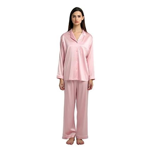 Jasmine Silk - pigiama da donna in pura seta, colore: rosa rosa 46-48