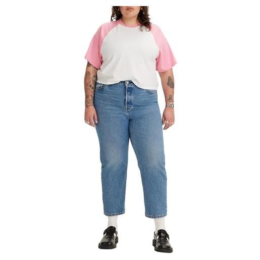 Levi's plus size 501 crop, jeans donna, medium indigo worn in, 20w