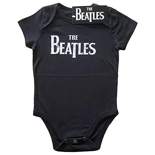 The Beatles bambino a crescere drop t band logo nuovo ufficiale nero 0 to 24 size medium (6-9 months)