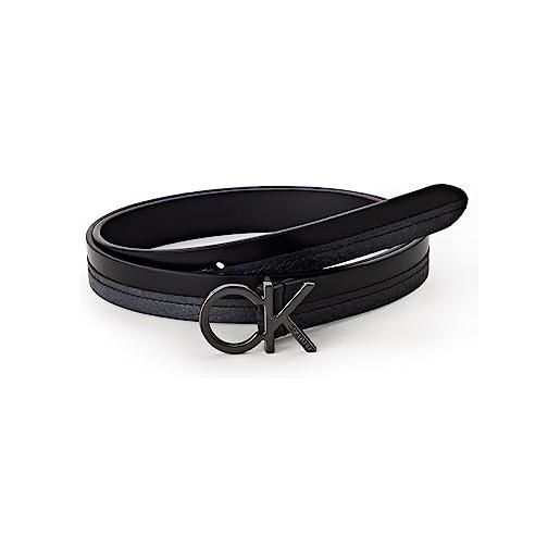 Calvin Klein re-lock mix belt 20mm k60k610980 cinture, nero (ck black), 85 donna