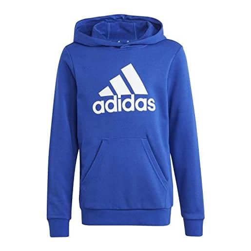 adidas big logo essentials cotton hoodie felpa, semi lucid blue/white, 11-12 years unisex kids
