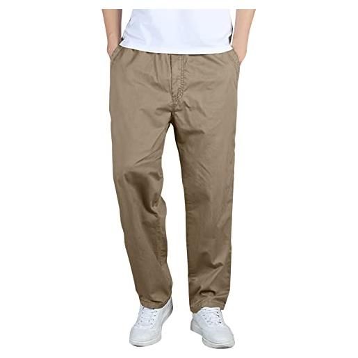 Dasongff pantaloni casual da uomo in cotone allentato plus size con lacci in vita elasticizzata pantaloni pantalone alla turca