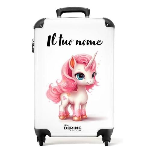 NoBoringSuitcases.com® valigia per bambine - valigia bambina - unicorno su sfondo bianco - valigia per bambine - trolley - trolley rigido per bambini - 55x40x20 - valigia con foto - personalizzata