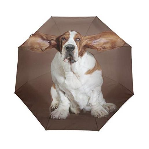 My Daily basset hound dog flying ears travel auto open close ombrello anti-uv antivento leggero compatto pieghevole ombrello