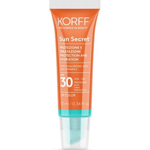 Korff sun secret lip protezione e idratazione spf 30 color 01 trasparente 10 ml