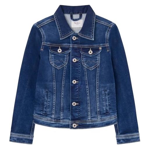 Pepe Jeans new berry jacket jr, giacca bambine e ragazze, blu (denim-mk6), 14 anni