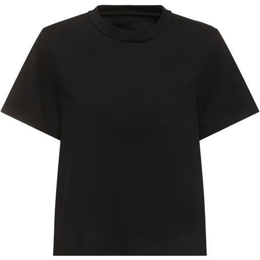 SACAI cotton jersey & nylon twill t-shirt