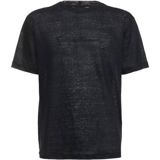 GIORGIO ARMANI t-shirt in jersey di lino con logo