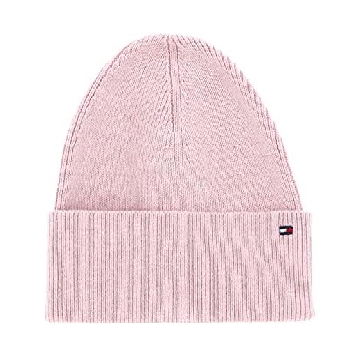 Tommy Hilfiger essential flag beanie aw0aw13819 cappello in maglia, grigio (light grey heather), os donna