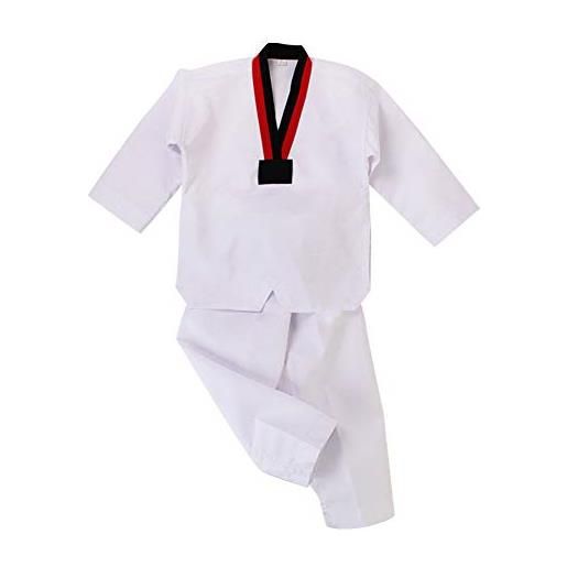 Gtagain bambino adulto dobok taekwondo abbigliamento - studenti principianti kung fu karate completo uniforme vestito arte marziale allenamento scollo a v cintura cotone/poliestere bianca