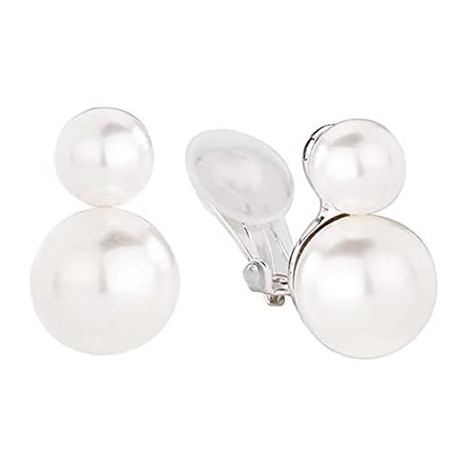 Traveller orecchini a clip - perla 8/12 mm bianco - placcati platino - 113105